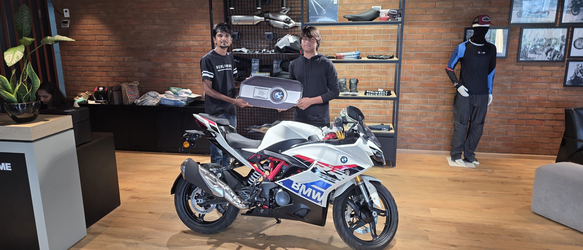 Dhruv Shukla at a BMW motorcycle handover in the showroom